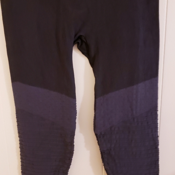 SPANX Leggings XS/TP double layer shaping waistband biker black blue seam free - Picture 5 of 11